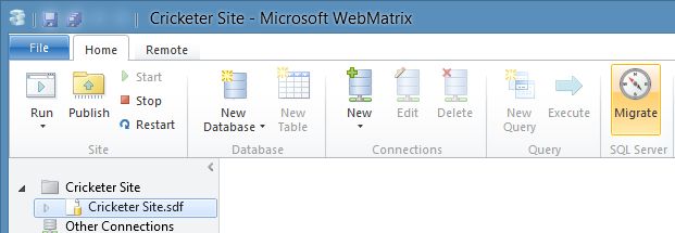 Migrate in WebMatrix